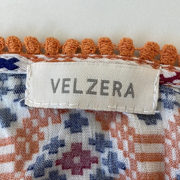 VELZERA tunic dress size XL red blue yellow beach coverup fringe - Picture 7 of 9